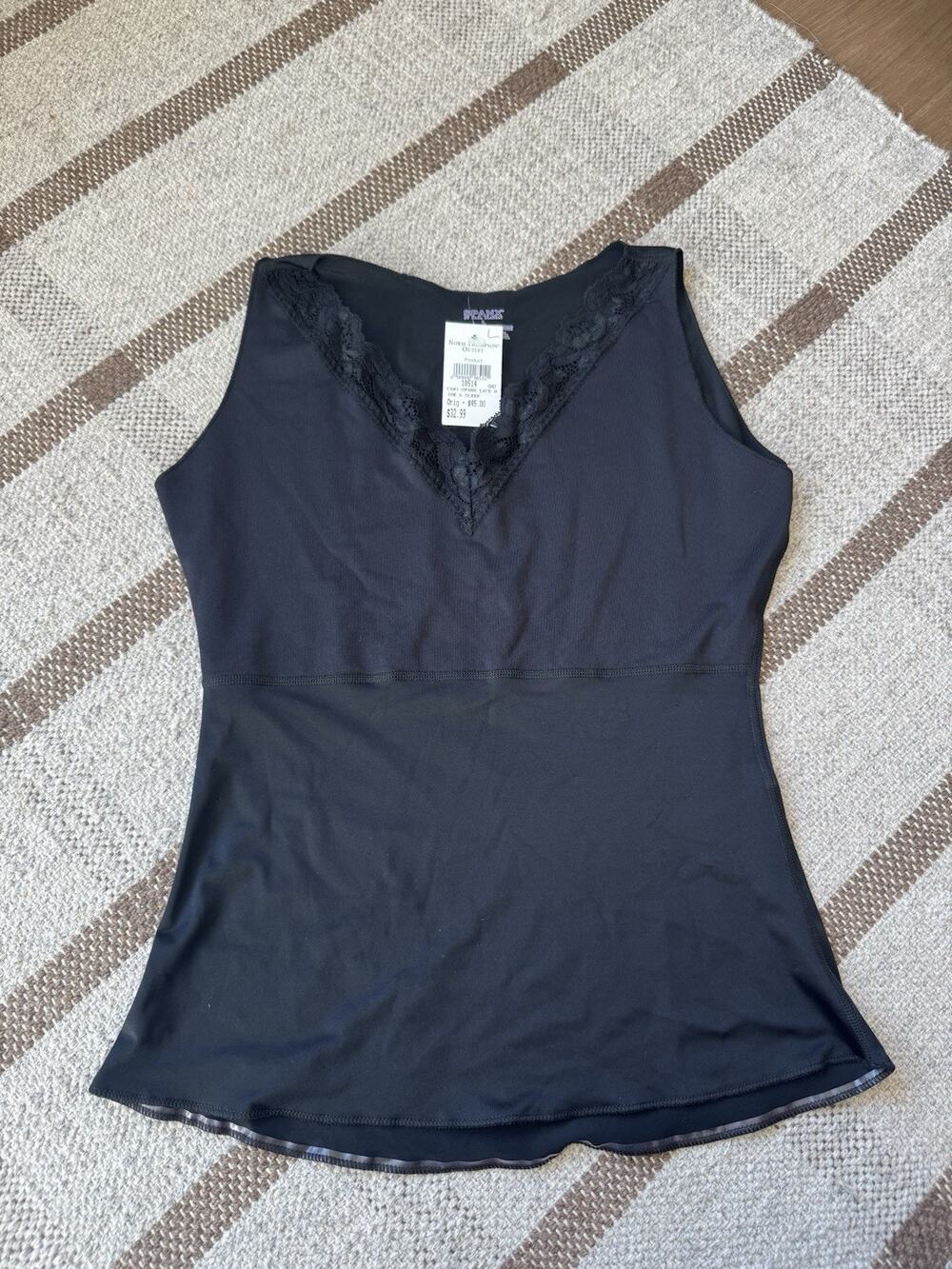 Spanx Lace Hide And Sleek Black Cami Tank Top Shapewear Black Large